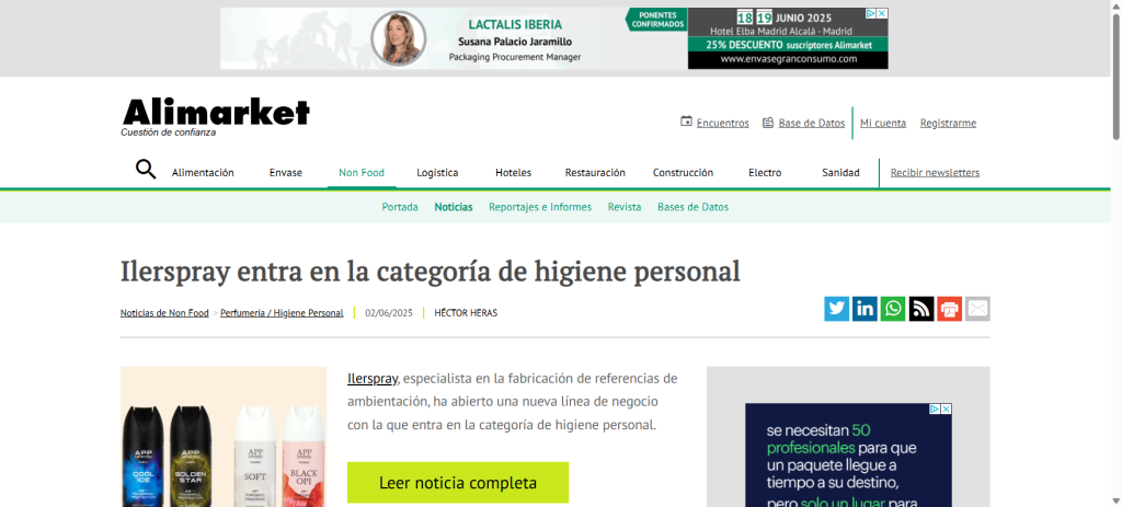 Ilerspray entra en la categoría de higiene personal (Alimarket)